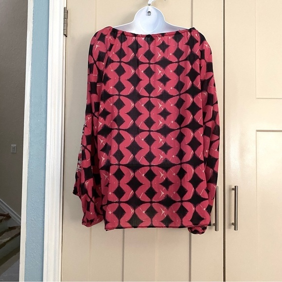 Sundance Hyacinth Cotton Oversized Top Sz Small Batik Boho Peasant Tassel Tie - Picture 4 of 14